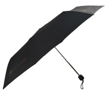 logo imprimé personnalisé 3 parapluie noir de promotion de pli pas cher pliant